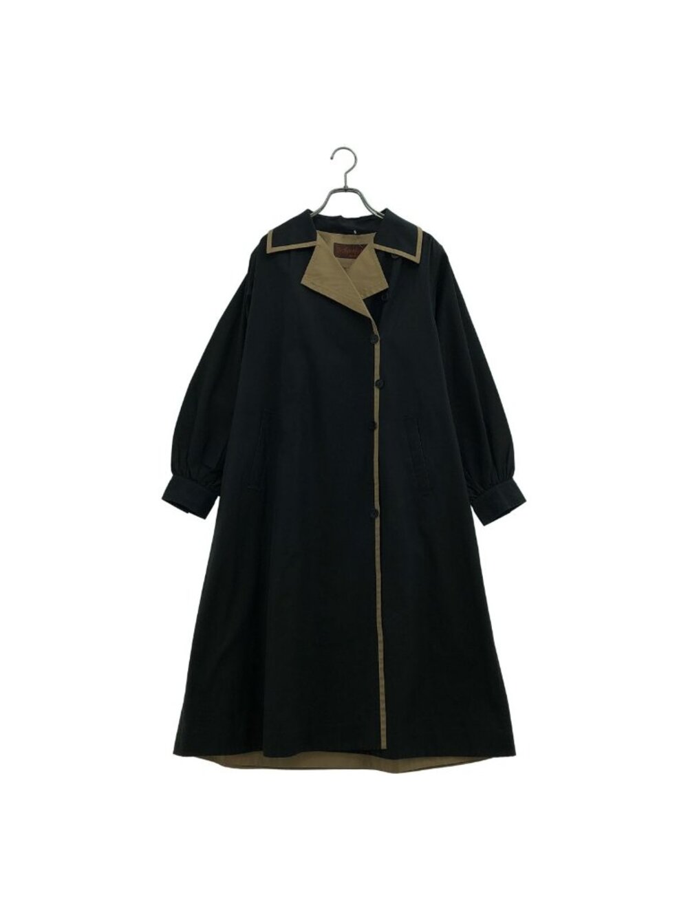 Saint Laurent Vintage Cotton Piping Overcoat Black